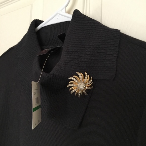 Black ￼Split Turtleneck Pullover Sweater￼ - Picture 2 of 12